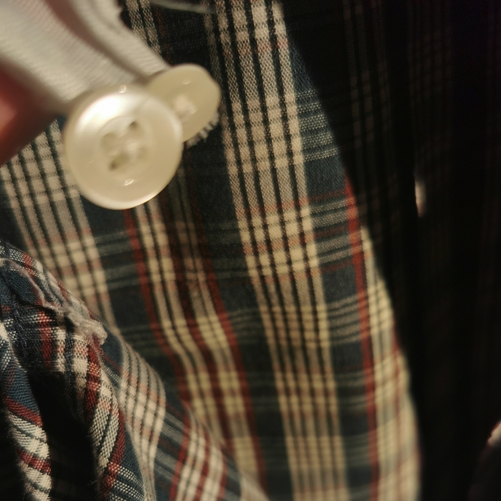 Original Penguin Navy, Burgundy and White Checkered Button-Down Shirt Size L - Picture 6 of 7